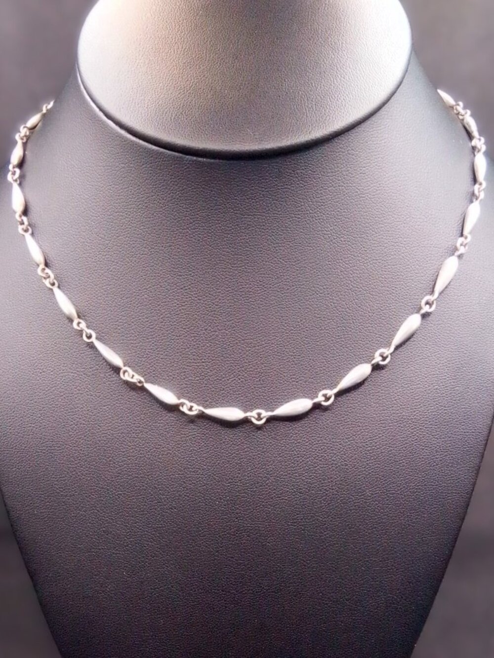 Vintage Sterling Silver Rice Chain Link Necklace 16" Long 17.8 Grams